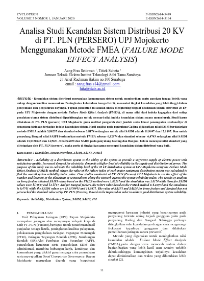 Analisa Studi Keandalan Sistem Distribusi 20 KV Di PT. PLN (PERSERO ...