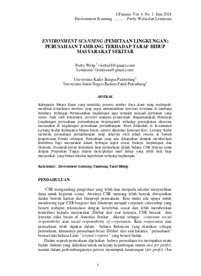 Top Pdf Environment Scanning Pemetaan Lingkungan Perusahaan Tambang Terhadap Taraf Hidup Masyarakat Sekitar 123dok Com