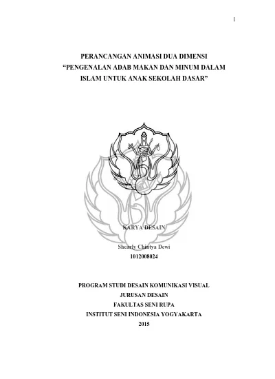 Perancangan Animasi Dua Dimensi Pengenalan Adab Makan Dan Minum Dalam Islam Untuk Anak Sekolah Dasar