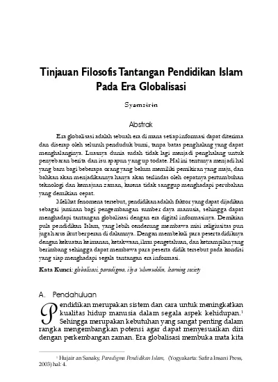 Top PDF Tinjauan FilosofisTantangan Pendidikan Islam Pada Era 