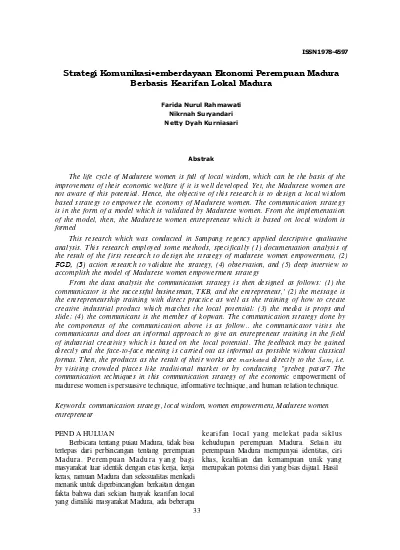 Top Pdf Strategi Komunikasi Pemberdayaan Ekonomi Perempuan Madura Berbasis Kearifan Lokal Madura 123dok Com