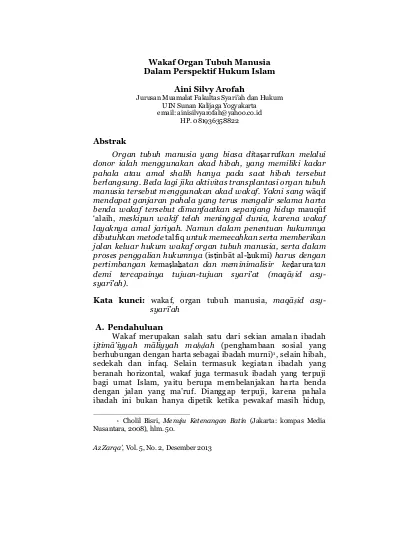 Top Pdf Wakaf Organ Tubuh Manusia Dalam Perspektif Hukum Islam 123dok Com