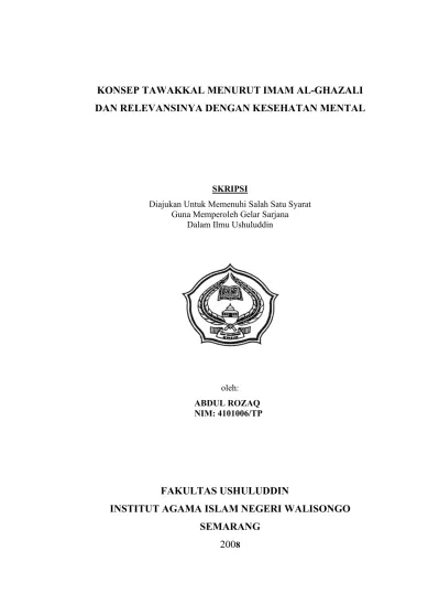 Top Pdf Konsep Tawakkal Menurut Imam Al Ghazali Dan Relevansinya Dengan Kesehatan Mental 123dok Com