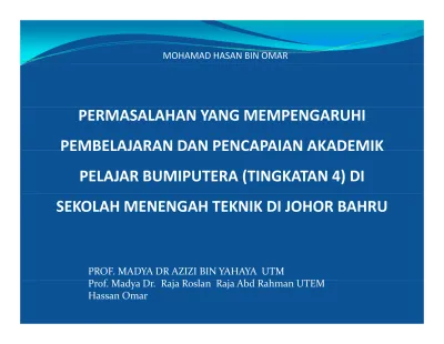 Top Pdf Permasalahan Yang Mempengaruhi Pembelajaran Dan Pencapaian Akademik Pelajar Bumiputera Tingkatan 4 Di Sekolah Menengah Teknik Di Johor Bahru 123dok Com