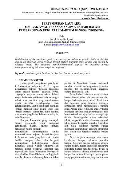 Pertempuran Laut Aru Tonggak Awal Penanaman Jiwa Bahari Dalam Pembangunan Kekuatan Maritim Bangsa Indonesia