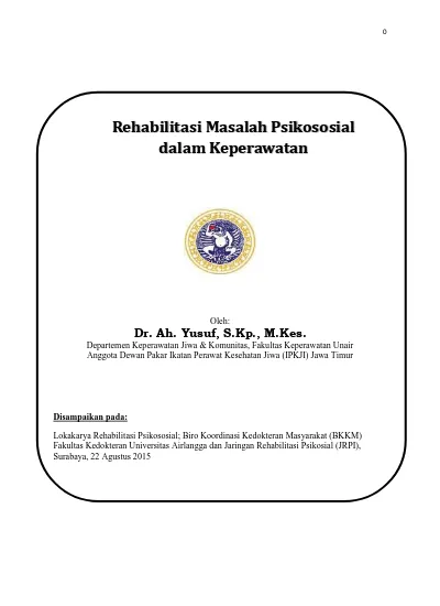 Rehabilitasi Masalah Psikososialdalam Keperawatan