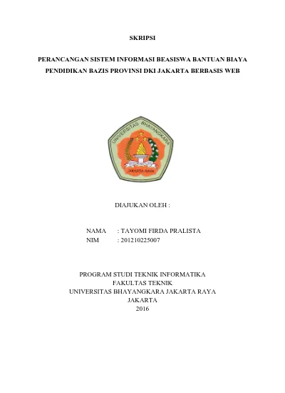 Perancangan Sistem Informasi Beasiswa Bantuan Biaya Penunjang Pendidikan Bazis Provinsi Dki Jakarta