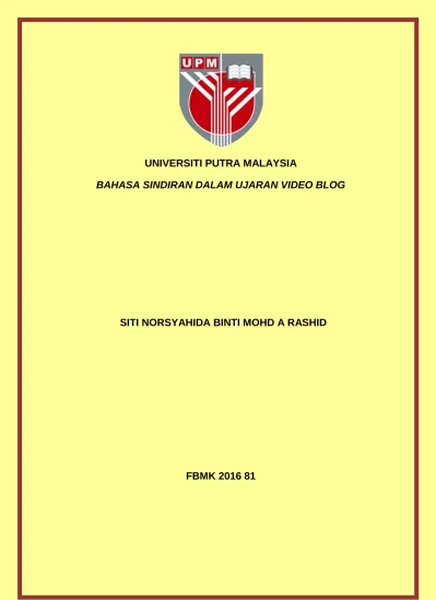 Bahasa Sindiran Dalam Ujaran Video Blog