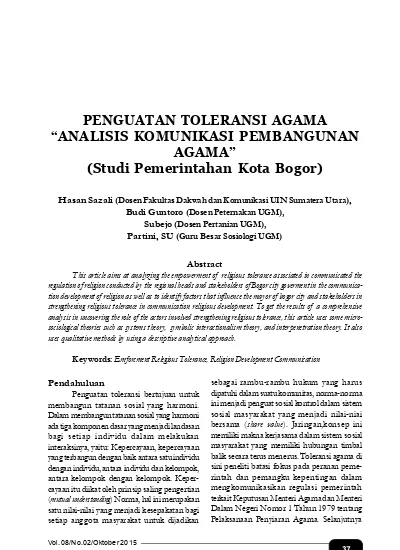 Top Pdf Penguatan Toleransi Agama Analisis Komunikasi Pembangunan Agama Studi Pemerintahan Kota Bogor 123dok Com