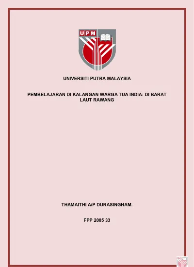 Sorotan Literatur Terhadap Faktor Pengabaian Warga Tua Dalam Komuniti Di Malaysia Cabaran Revolusi Industri 4 0