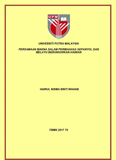 Perbandingan Aspek Leksikal Dan Makna Dalam Peribahasa Melayu Dan Peribahasa Tamil