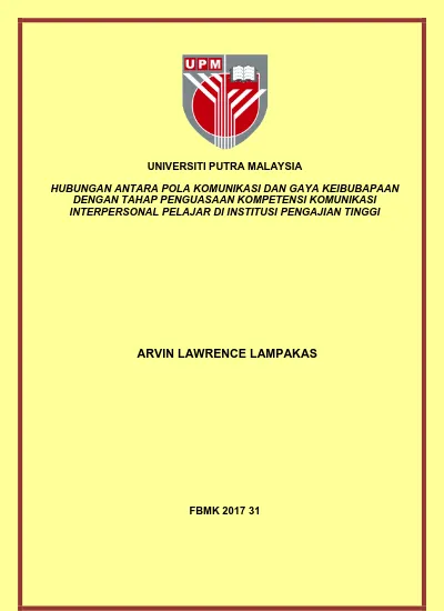 Masalah Salah Laku Agresif Dalam Kalangan Pelajar Sekolah Rendah Dan Hubungannya Dengan Gaya Kehidupan