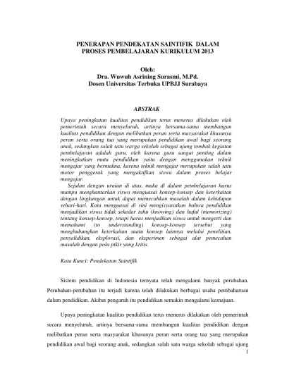Top Pdf Penerapan Pendekatan Saintifik Dalam Proses Pembelajaran Kurikulum 2013 123dok Com