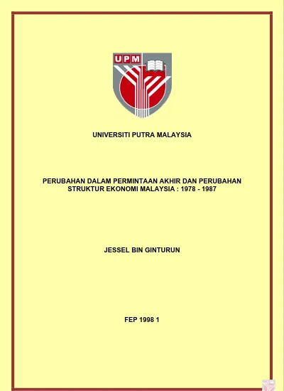 Perubahan Dalam Permintaan Akhir Dan Perubahan Struktur Ekonomi Malaysia 1978 1987