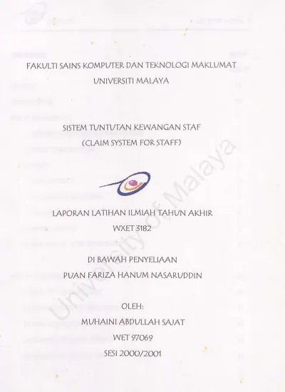Sistem Tuntutan Kewangan Staf Muhaini Abdullah Sajat