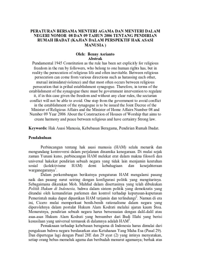 Peraturan Bersama Menteri Agama Dan Menteri Dalam Negeri Nomor 08 Dan ...