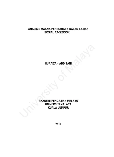 Analisis makna peribahasa dalam laman sosial Facebook / Huraizah 