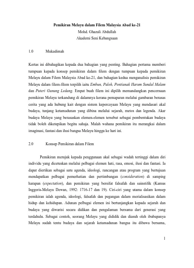 Top PDF Pemikiran Melayu dalam filem Malaysia abad ke-21 - 123dok.com