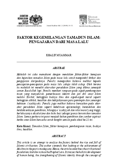 Faktor Kegemilangan Tamadun Islam Pengajaran Dari Masa Lalu