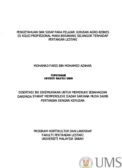 Pengetahuan Dan Sikap Para Pelajar Sekolah Menengah Kebangsaan Elopura 2 Sandakan Terhadap Pertanian Organik