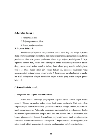 MODUL 4 PENGAWETAN HIJAUAN PAKAN TERNAK DALAM BENTUK SEGAR (SILASE)