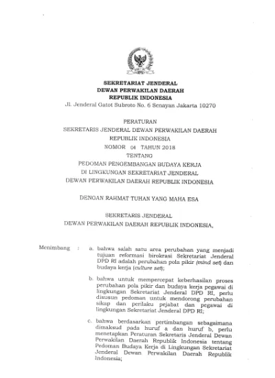 SEKRETARIAT JENDERAL DEWAN PERWAKILAN DAERAH REPUBLIK INDONESIA Jl ...