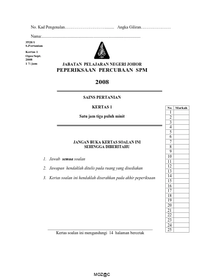 Peperiksaan Percubaan Sijil Pelajaran Malaysia Negeri Perak Tahun 2012 Pendidikan Moral Dua Jam Tiga Puluh Minit