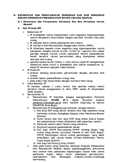 II. KETENTUAN DAN PERSYARATAN PERIZINAN DAN NON PERIZINAN BIDANG ...