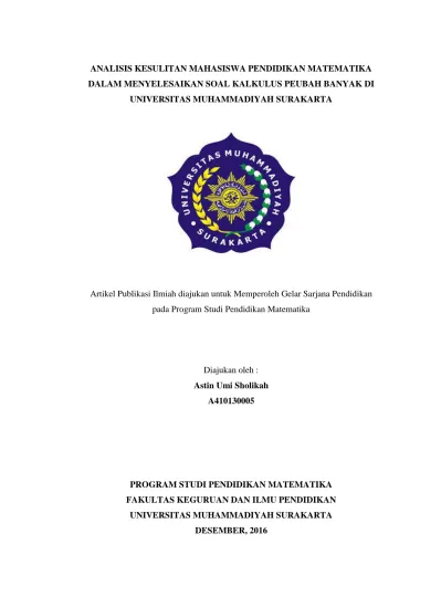 ANALISIS KESULITAN MAHASISWA PENDIDIKAN MATEMATIKA DALAM MENYELESAIKAN 