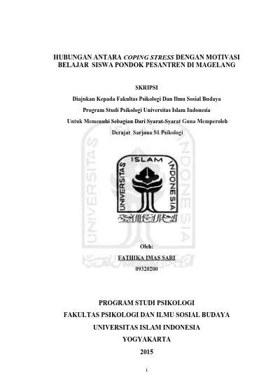 Hubungan Coping Stress Dengan Motivasi Berprestasi Melalui Kebahagiaan Sebagai Variable Perantara Pada Atlet Remaja Di Surabaya Ubaya Repository