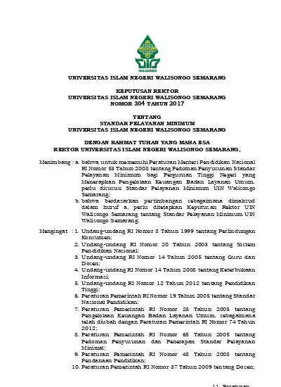 UNIVERSITAS ISLAM NEGERI WALISONGO SEMARANG KEPUTUSAN REKTOR ...