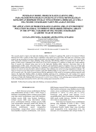 BIO-PEDAGOGI ISSN: Volume 5, Nomor 2 Oktober 2016 Halaman 15-20