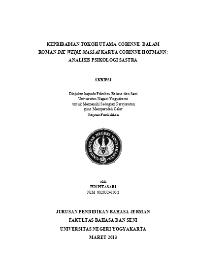 Perwatakan Tokoh Utama Jonathan Noel Dalam Roman Die Taube Karya Patrick Suskind Analisis Psikologi Kepribadian Jung Skripsi