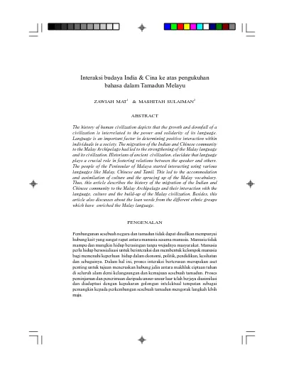 Interaksi Budaya India Cina Ke Atas Pengukuhanbahasa Dalam Tamadun Melayu