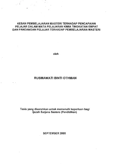 Top Pdf Kesan Pembelajaran Masteri Terhadap Pencapaian Pelajar Dalam Mata Pelajaran Kimia Tingkatan Empat Dan Pandangan Pelajar Terhad 123dok Com