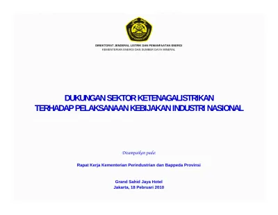 DIREKTORAT JENDERAL LISTRIK DAN PEMANFAATAN ENERGI KEMENTERIAN ENERGI ...