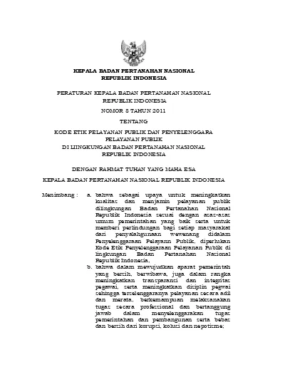 KEPALA BADAN PERTANAHAN NASIONAL REPUBLIK INDONESIA PERATURAN KEPALA ...