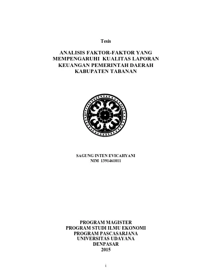 ANALISIS FAKTOR-FAKTOR YANG MEMPENGARUHI KUALITAS LAPORAN KEUANGAN ...