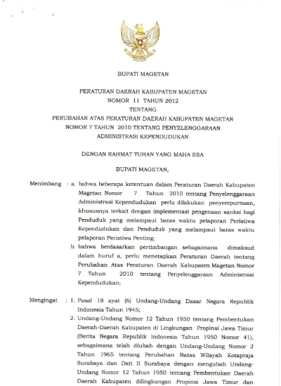 Mengingat : 1. Bahwa Berdasarkan Pertimbangan Sebagaimana Dimaksud ...