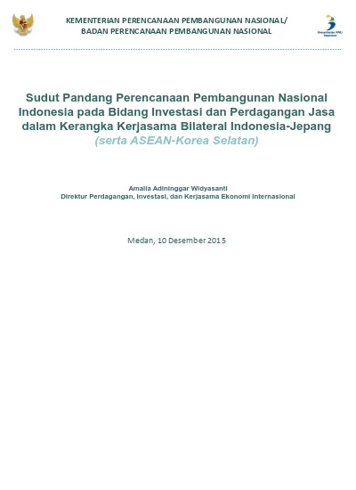 KEMENTERIAN PERENCANAAN PEMBANGUNAN NASIONAL/ BADAN PERENCANAAN ...