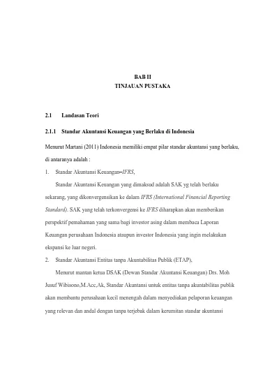 BAB II TINJAUAN PUSTAKA Standar Akuntansi Keuangan Yang Berlaku Di ...