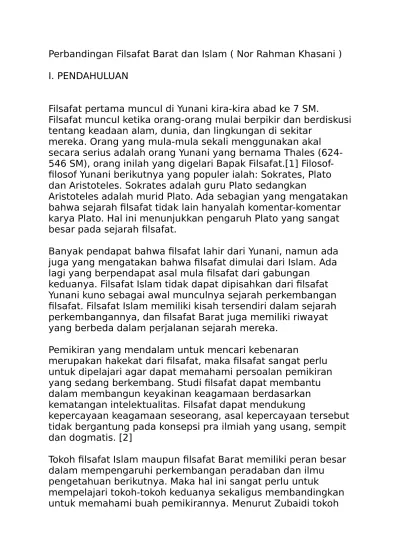 Perbandingan Filsafat Barat Dan Islam
