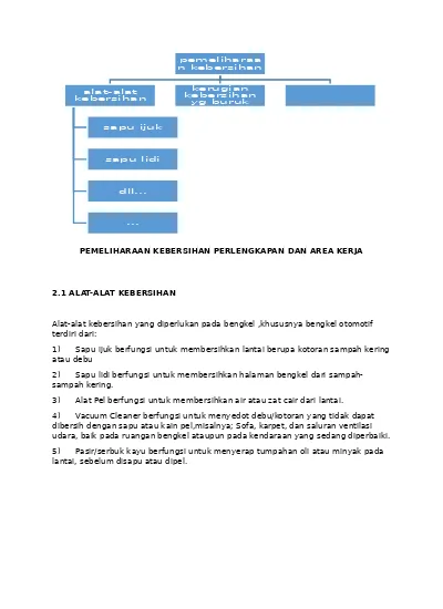 PEMELIHARAAN KEBERSIHAN PERLENGKAPAN DAN AREA KERJA. Alat-alat ...