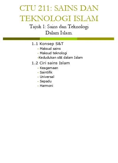 Nota CTU 211 (Sejarah Sains Dan Teknologi Islam)