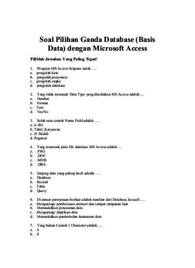 Top Pdf Soal Pilihan Ganda Komunikasi Data 123dok Com