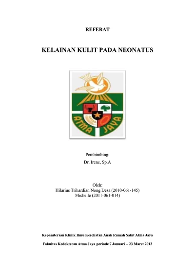 Kelainan Kulit Pada Neonatus