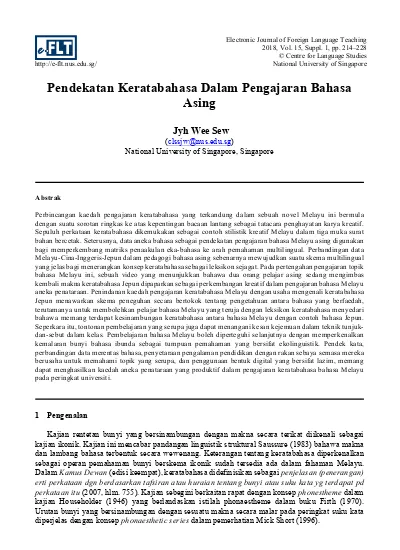 Pendekatan Keratabahasa Dalam Pengajaran Bahasa Asing