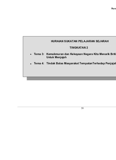 HURAIAN SUKATAN PELAJARAN SEJARAH. Tema 3: Kemakmuran dan Kekayaan 