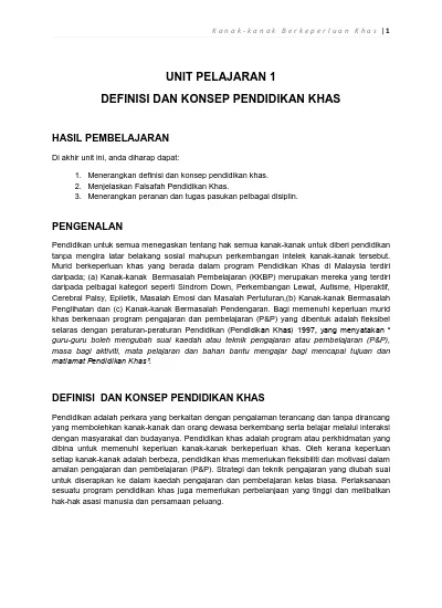 Unit 1 Definisi Dan Konsep Pendidikan Khas