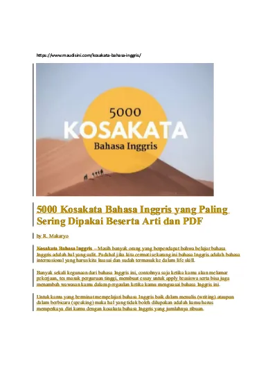 5000 Kosakata Bahasa Inggris Yang Paling Sering Dipakai Beserta Arti Dan Pdf